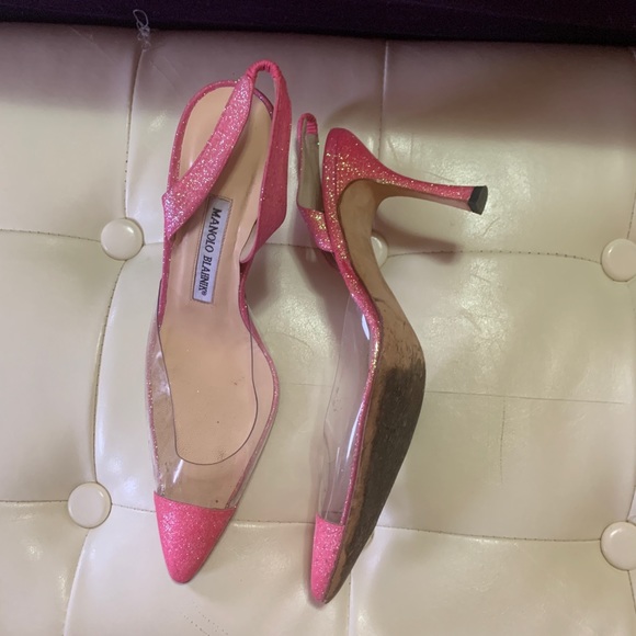PINK SPARKLE Manolo Blahnik Slingback pumps - Picture 8 of 9